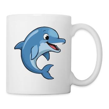 Funny Dolphin Cartoon Motif - Mug - white - Right