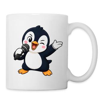 Süßer Pinguin Sänger Karaoke Musiker Lustiger - Tasse - Weiß - Rechts