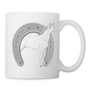 An Abbayan horse in an upturned horseshoe - Mug - white - Right