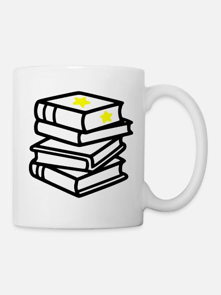 Bücherstapel Stern Fantasy Lesen Buchclub - Tasse - Weiß