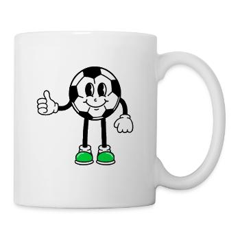 Fröhlicher Fußball Daumen hoch - Tasse - Weiß - Rechts