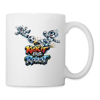 Fussballroboter im Duell um den Ball - Tasse - Weiß - Rechts