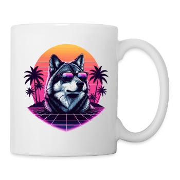 Coucher de soleil Husky Vapo Neon - Mug blanc - blanc - Droite