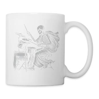Skelett-Trommler mit Cape - Tasse - Weiß - Rechts