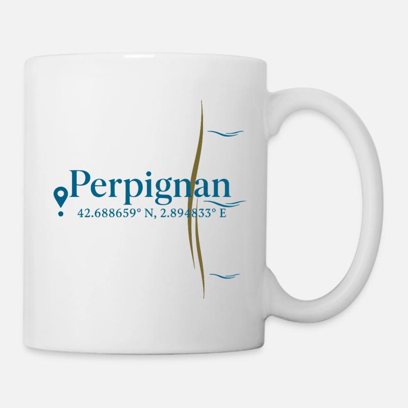 Perpignan Küstenkoordinatenemblem - Tasse - Weiß