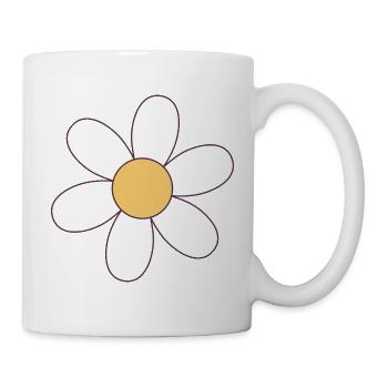 Fröhliche Daisy Cartoon Blume - Tasse - Weiß - Rechts