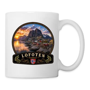 Lofoten Norway Reine Rorbu Port City Fjord - Mug - white - Right