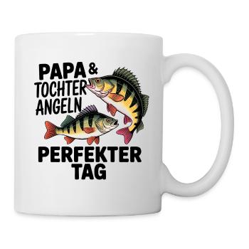 Papa und Tochter angeln zusammen - Tasse - Weiß - Rechts