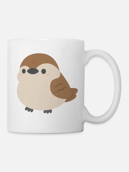 Rundlicher Spatz - Tasse - Weiß