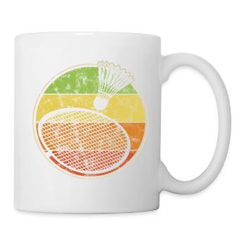 Vintage print with badminton racket and shuttlecock - Mug - white - Right