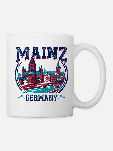 Mainz Germany Cathedral Rhine River Emblem - Mug - white