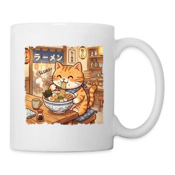 Kawaii Ramen Cat Retro Japanese Noodles Artwork - Mug - white - Right