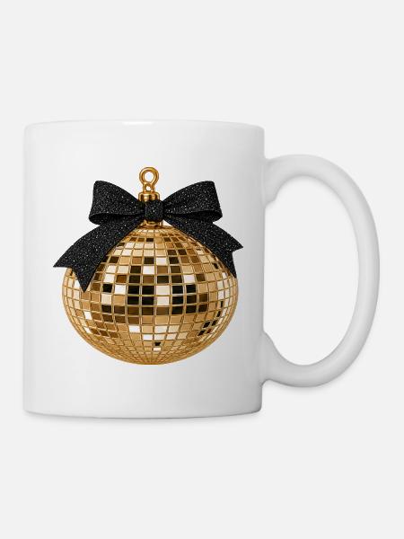Discokugel mit Schleife - Tasse - Weiß