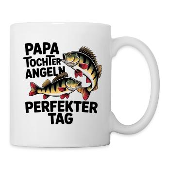Papa und Tochter angeln zusammen - perfekter Tag - Tasse - Weiß - Rechts