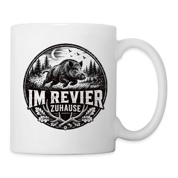 Im Revier Zuhause Jagd Motiv - Tasse - Weiß - Rechts