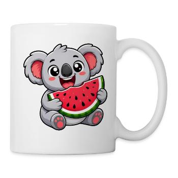 Süßer Koala mit Wassermelone Cartoon Motiv - Tasse - Weiß - Rechts