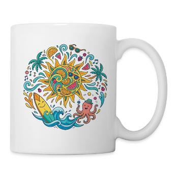 Sommersonne Surf Abenteuer Badespaß Strandurlaub - Tasse - Weiß - Rechts