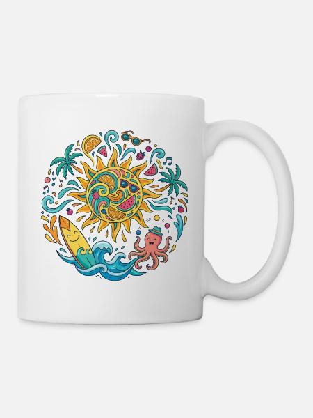 Sommersonne Surf Abenteuer Badespaß Strandurlaub - Tasse - Weiß