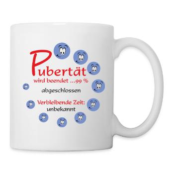 Pubertät beendet – 99% abgeschlossen - Tasse - Weiß - Rechts