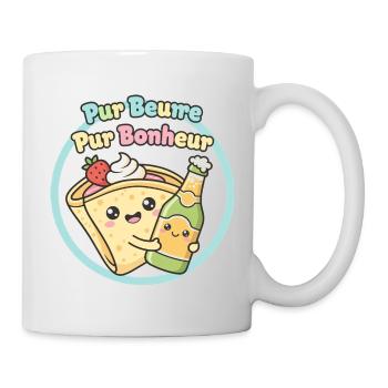 Crêpe et Cidre Kawaii Pur Bonheur - Mug blanc - blanc - Droite