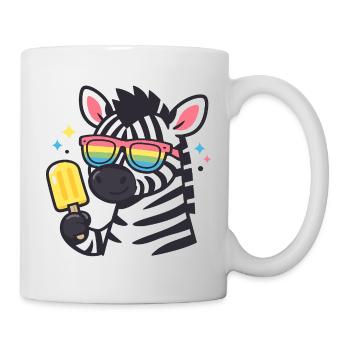 Zebra mit Regenbogenbrille und Eis - Tasse - Weiß - Rechts
