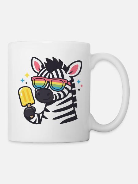 Zebra mit Regenbogenbrille und Eis - Mugg - vit