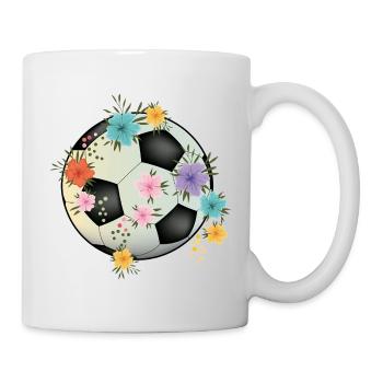 Fußball mit Blüten - Tasse - Weiß - Rechts