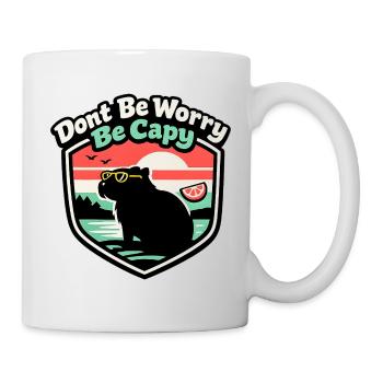 Keine Sorgen, Capy am Strand - Tasse - Weiß - Rechts