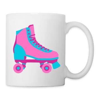 Rollschuh Rollschuhfahren Roller Derby 80er - Tasse - Weiß - Rechts