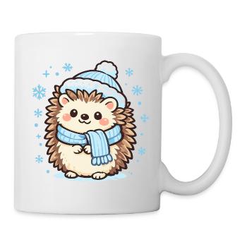 Winter hedgehog with scarf - Mug - white - Right