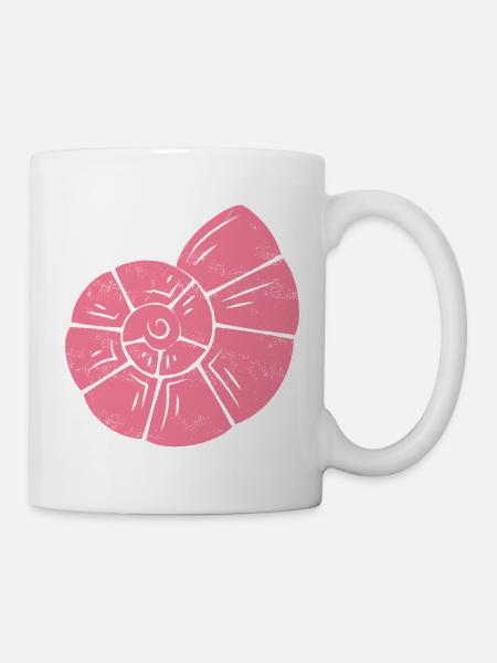 Rosa Muschel Spirale - Tasse - Weiß