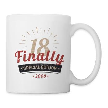 Finally 18 Geburtstagsshirt Jahrgang 2008 - Tasse - Weiß - Rechts