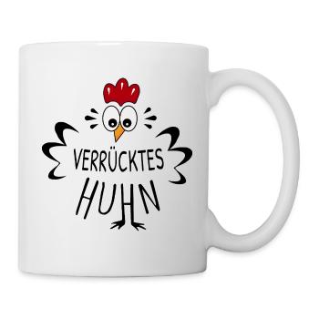 Verrücktes Huhn Lustiges Hühner Design - Tasse - Weiß - Rechts