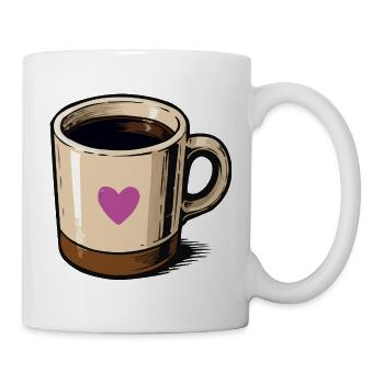 Herzmug mit Rosa Herz Illustration - Tasse - Weiß - Rechts