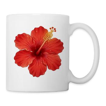 Hibiscus Flower Red Flower Hibiscus Hawaiian Blossom - Mug - white - Right