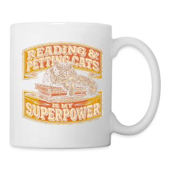 Reading And Petting Cats Is My Superpower Book - Mug - white - Right