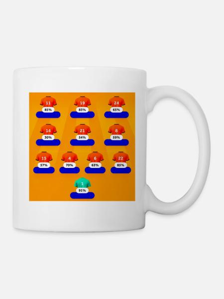 Bunte Zahlenfeld-Shirts - Tasse - Weiß