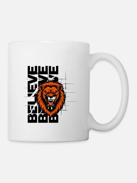 Rudernder Löwenkopf mit Kratzern - Tasse - Weiß