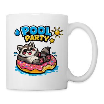 Raccoon Pool Party Donut - Tasse - Weiß - Rechts