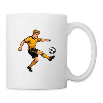Yellow Black Soccer Player Kick - Mug - white - Right