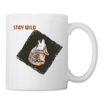 Hurlement de Loup en Braise dans la Nuit - Mug blanc - blanc - Droite