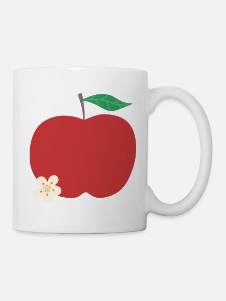 Karmesinroter Apfel mit Blüte - Tasse - Weiß
