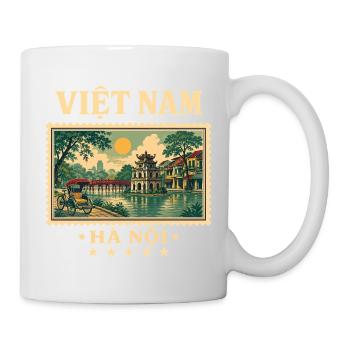 Vietnam Hanoi Vintage Reisemarke - Tasse - Weiß - Rechts