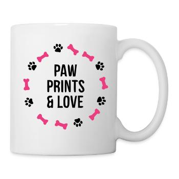 Pfotenabdruck Liebe Hund Knochen Hundemama - Tasse - Weiß - Rechts