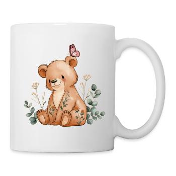 Bär mit Schmetterling - Tasse - Weiß - Rechts