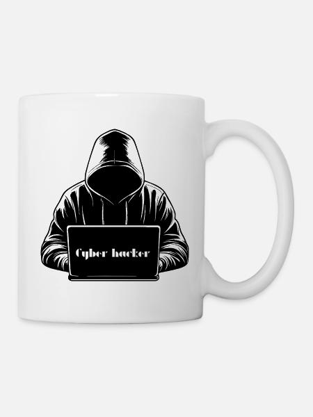 Retro Cyberpunk Hacker Silhouette - Mug - white
