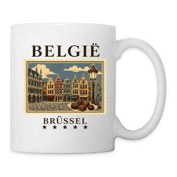 Belgien Brüssel Vintage Reisemarke - Tasse - Weiß - Rechts