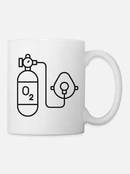 Sauerstoffflasche und Maskensymbol - Tasse - Weiß