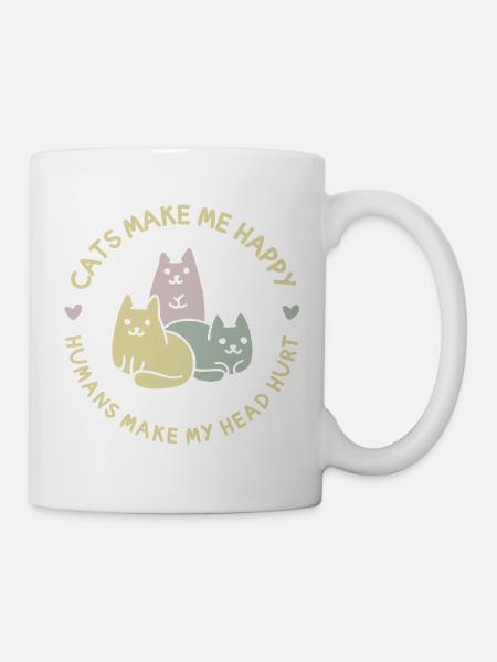 Katzen machen mich glücklich - Tasse - Weiß