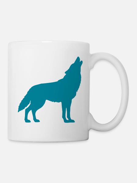 Wolf Silhouette - Tasse - Weiß